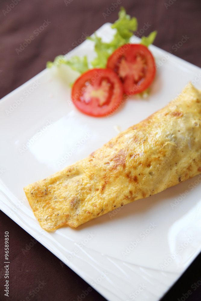 omelette with potato in close up