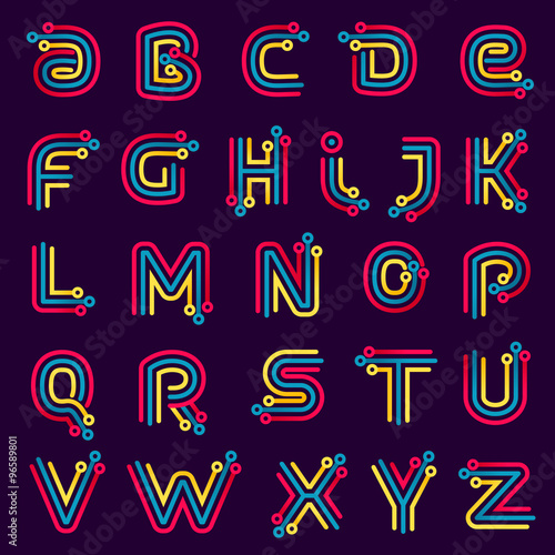Alphabet formed by electric line.