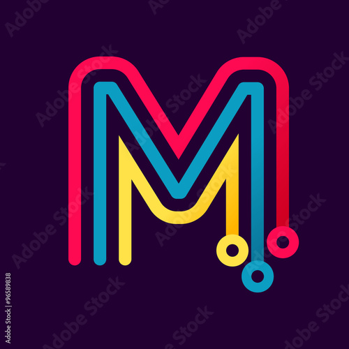 M letter formed by electric line.