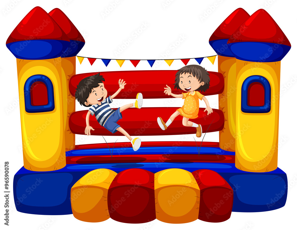 Ταπετσαρία Boy and girl bouncing on the funhouse