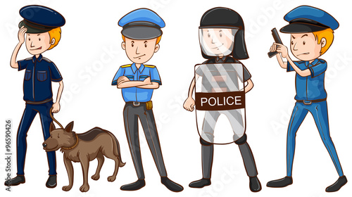 Police in different uniforms