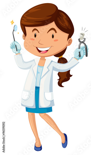 Female dentist with equipment