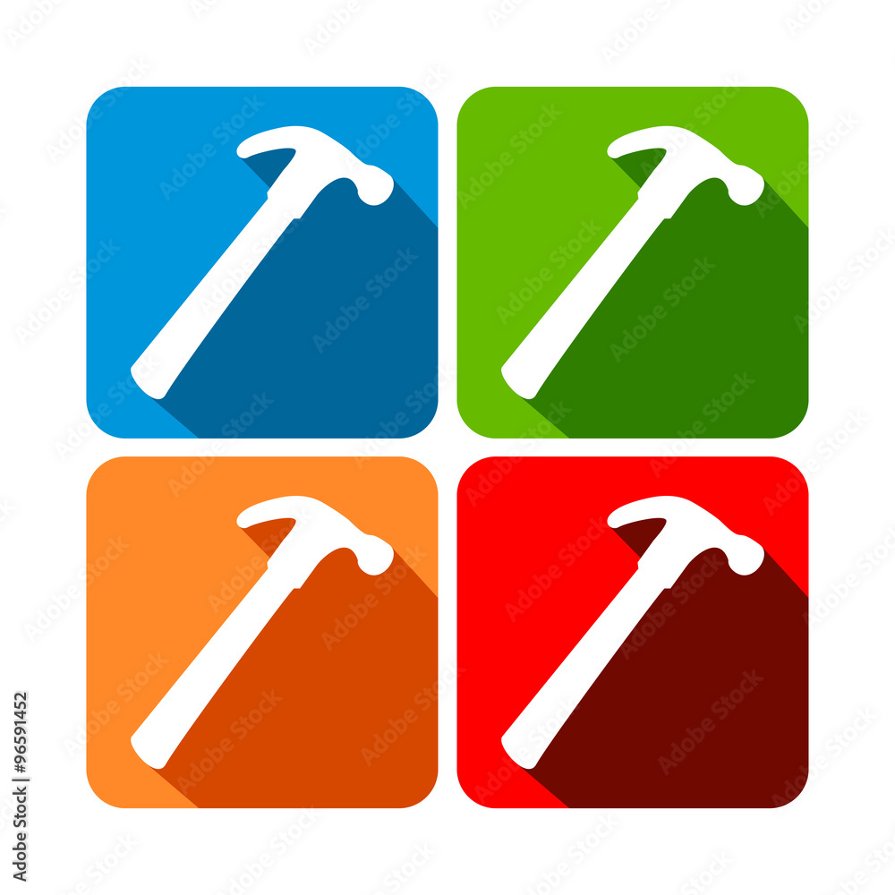 Hammer Square Flat Icon Template Hammer Square Flat Icon Template