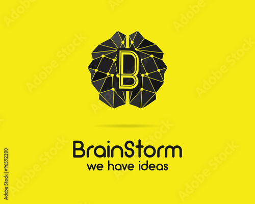 Brainstorm, brain, creation and idea logo template and elements. Solve problems, idea creation business company logotype. Creative agency corporate brand identity. Brain icon concept. Vector