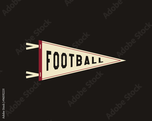College Football Pennant Banner Icon. Sport flag, training camp emblem. University team label element. Vector sign