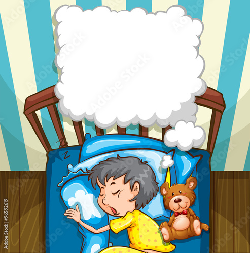 Little boy in yellow pajamas sleeping