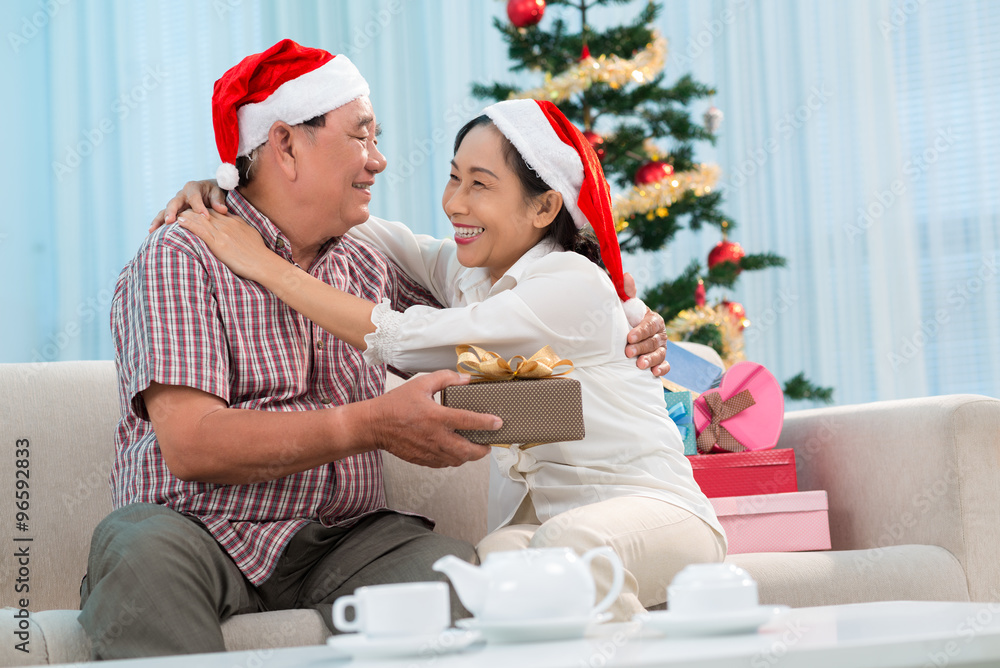 Happy to receive present Happy to receive present