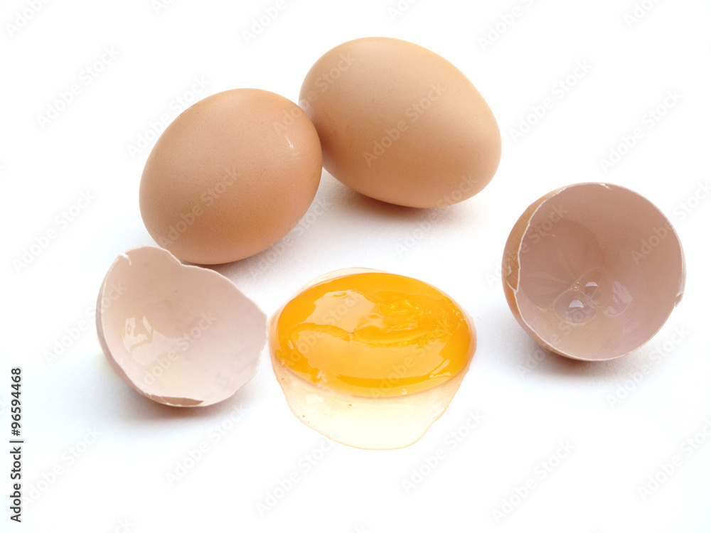 Broken egg on white background Broken egg on white background