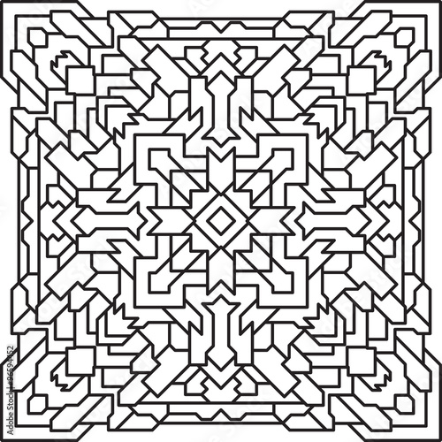 Abstract unusual geometric decor - stylized square mandala with