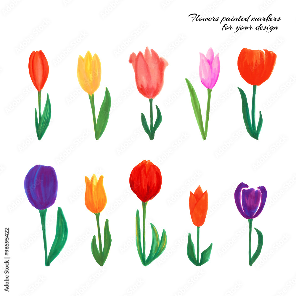 flowers painted markers flowers painted markers