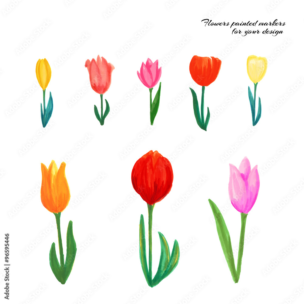 flowers painted markers flowers painted markers