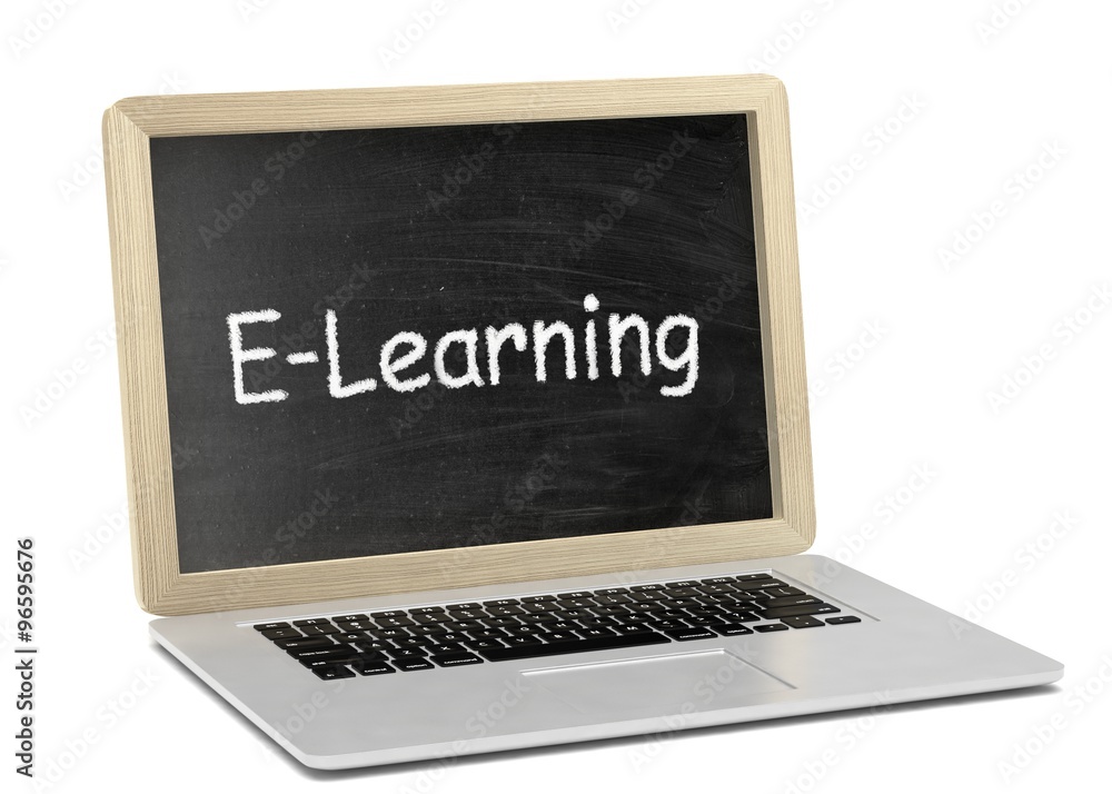 Laptop with chalkboard, e-learning, online education concept Laptop with chalkboard, e-learning, online education concept