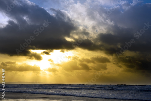 beautiful evening sunlit sky over the atlantic