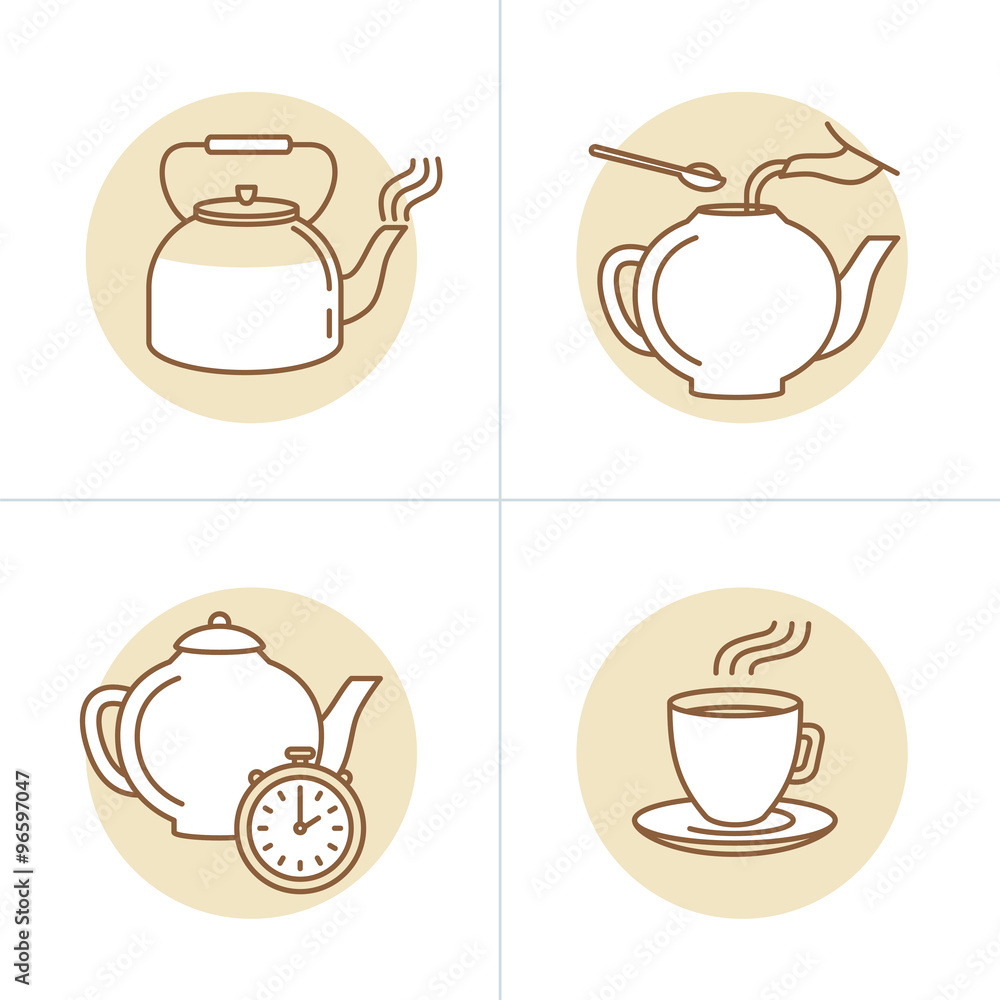 Vector illustration in trendy linear style - tea infusion instru