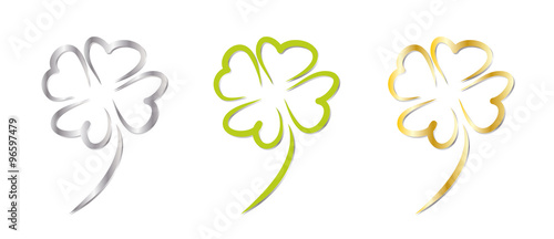 Glück gehabt - Glücksklee, vierblättriges Kleeblatt, Symbol des Glück im neuen Jahr, Neujahr, Silvester, Glücksbringer, Glück haben