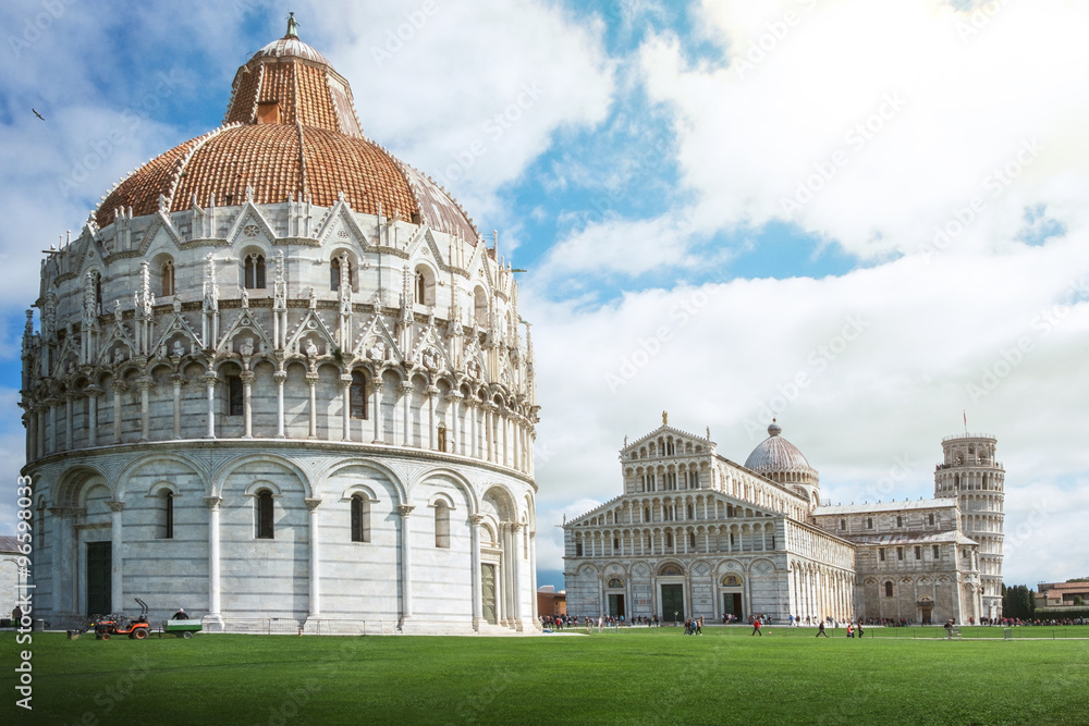 View of the Pisa Cathedral in Pisa, Italy..