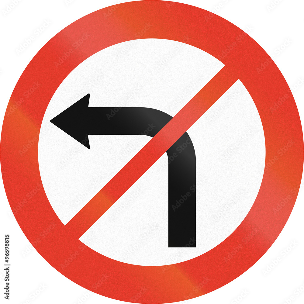 Norwegian regulatory road sign - No left turn Norwegian regulatory road sign - No left turn