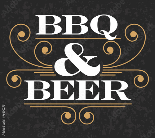 Decorative BBQ & Beer vector design on grunge background. Fully scalable and editable.