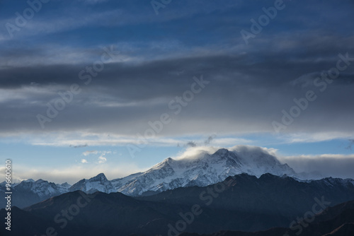Panoramic view of Monte Rosa at sunset in autumn