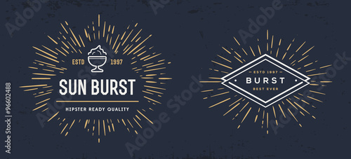 Sun burst vintage shapes collection set of sun ray frames retro vector design elements