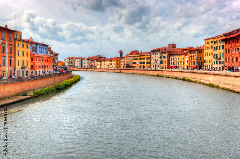 Arno river in Pisa, Tuscany, Italy.