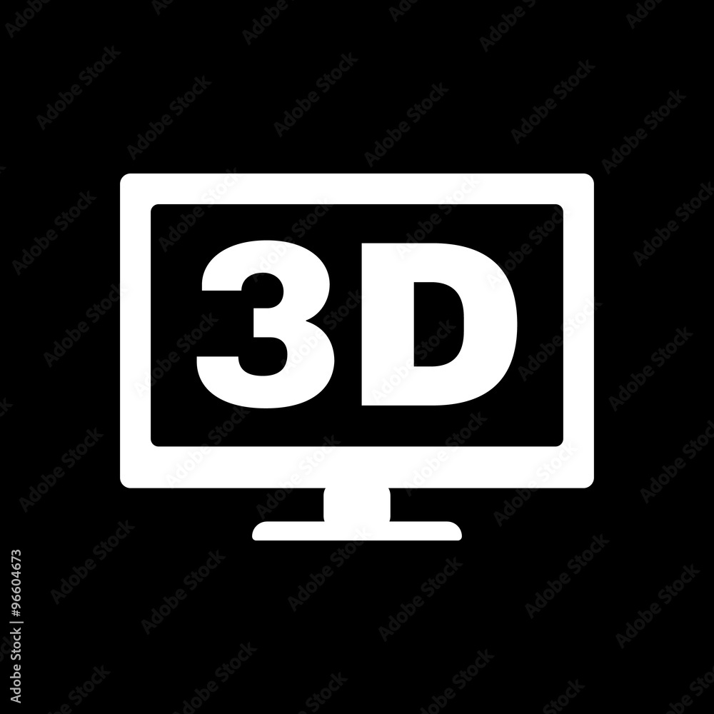 The 3d icon. Monitor and display, screen, movie symbol. Flat The 3d icon. Monitor and display, screen, movie symbol. Flat