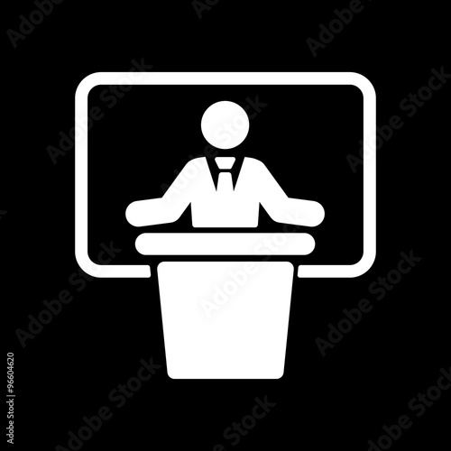 The speech icon. Speak and broadcaster, orator, presentation, conference symbol. Flat