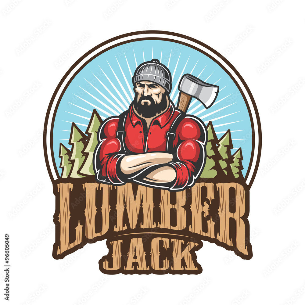 Vector illustration of lumberjack emblem Vector illustration of lumberjack emblem