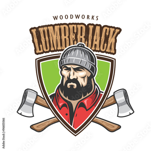 Vector illustration of lumberjack emblem