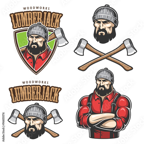 Vector illustration of lumberjack emblems