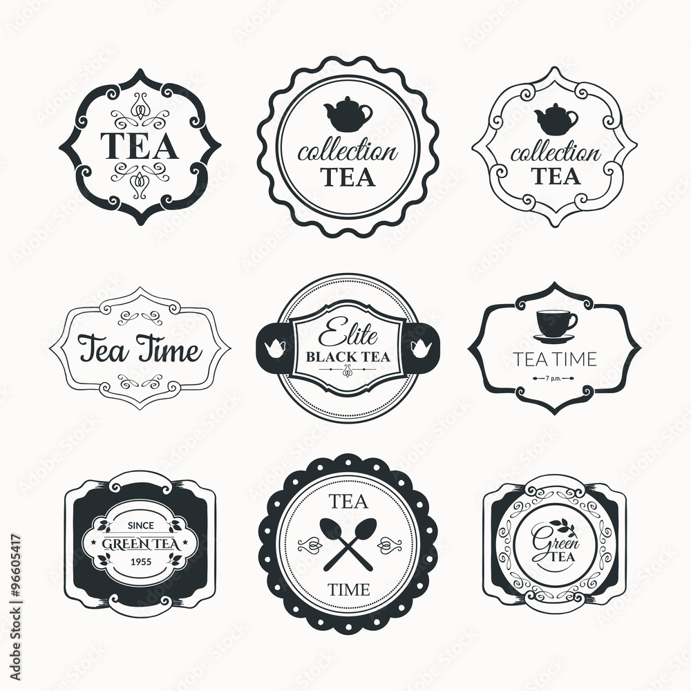 Vector Illustration with tea logo on white background. 