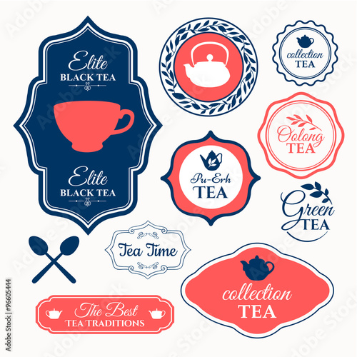 Vector Illustration with tea logo on white background. 