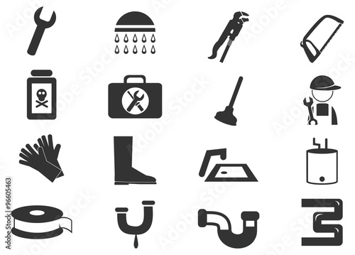 Plumbing related vector icons