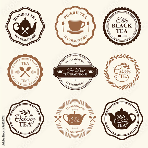 Vector Illustration with tea logo on white background. 