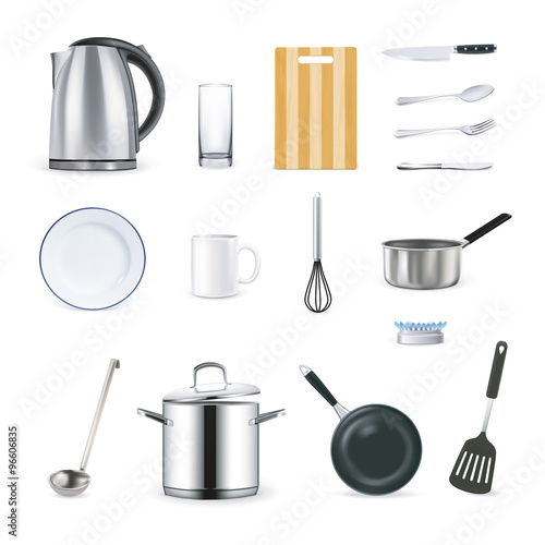 Realistic Icons Of Kitchen Utensils