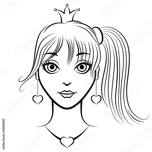 Contour portrait beautiful princess girl