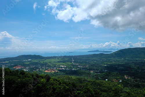 Samui city view surrounded by sea, mountain and forest