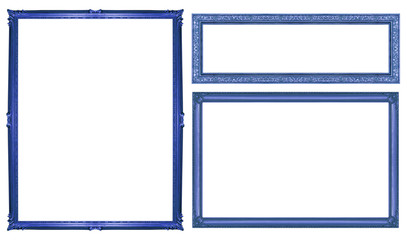 collection blue vintage frame isolated on white background, clip