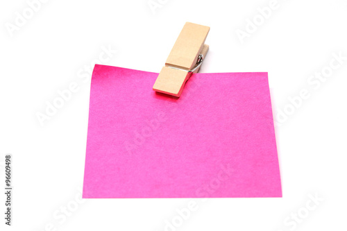 pink post it on white background