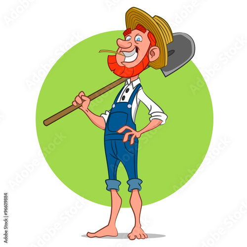farmer with shovel. Vector illustration.