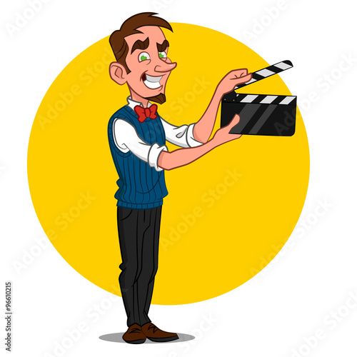 man with film slate. Vector illustration.