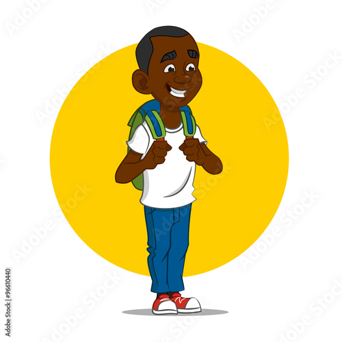 cheerful schoolboy. Vector illustration.