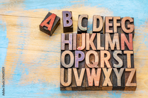 alphabet in vintage wood type