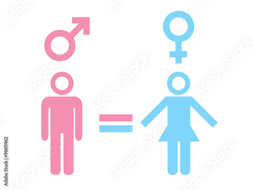 Gender equality concept. Icon set of different gender persons with male female markers