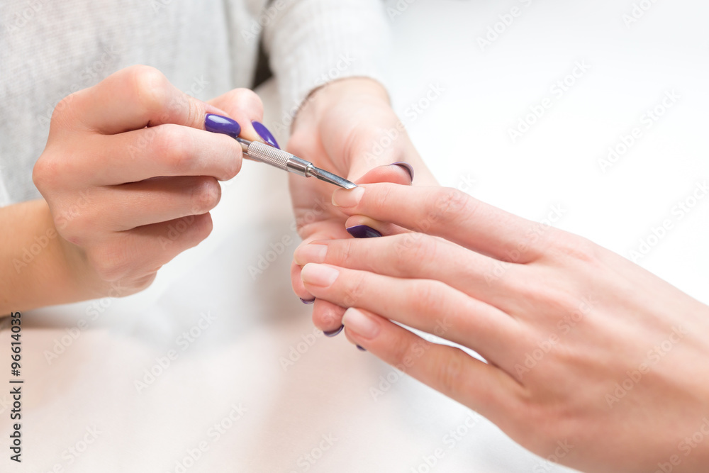 Manicure process professional tools female hand Manicure process professional tools female hand