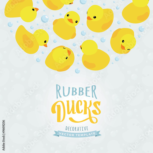 Vector decorating design made of yellow rubber ducks
