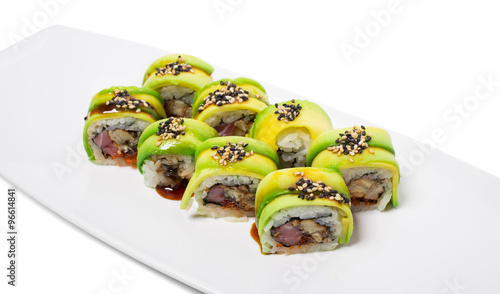 Green dragon japanese sushi roll.