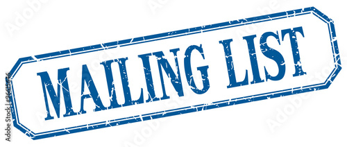 mailing list square blue grunge vintage isolated label