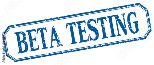 beta testing square blue grunge vintage isolated label