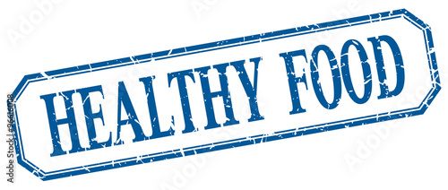 healthy food square blue grunge vintage isolated label